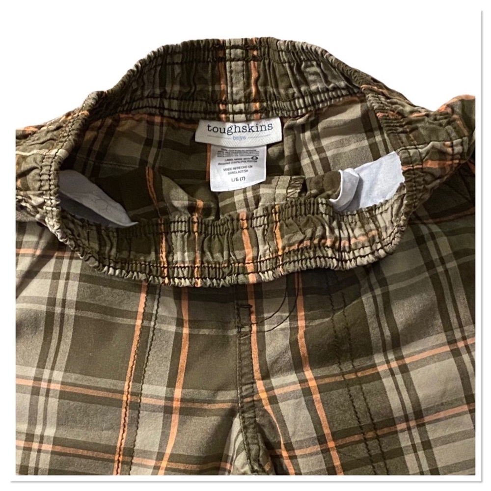 Toughskins Boys Green Striped Plaid Shorts - Picture 4 of 4
